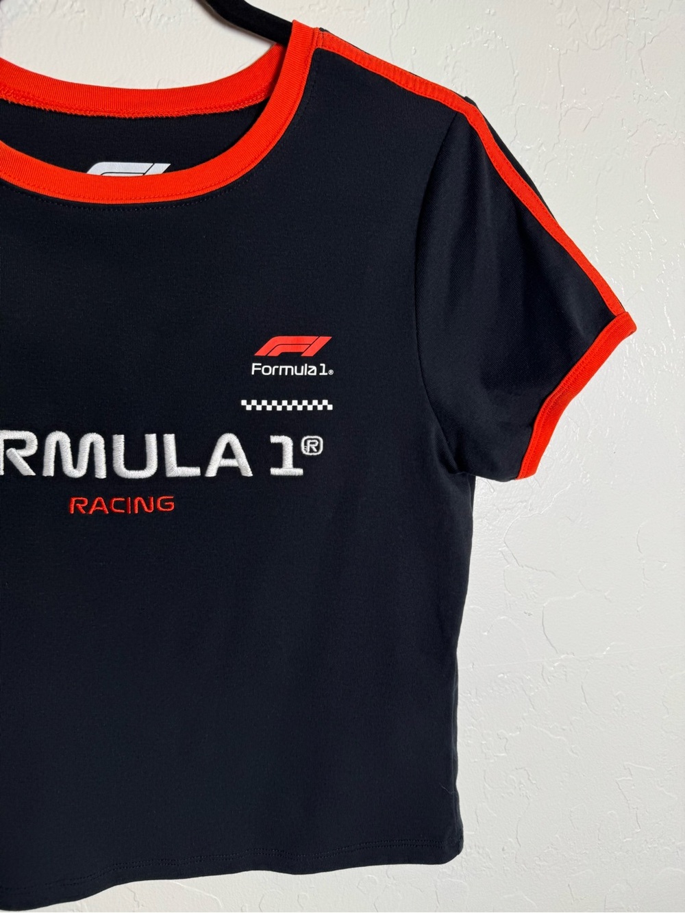 Official Formula 1 Racing Cropped Ringer Graphic Tee Black Red Large - Picture 3 of 6